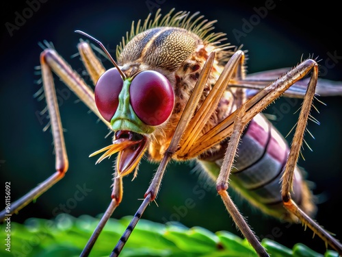 A Photo Of A Mosquito'S Head, Showing Its Proboscis And The Many Teeth-Like Structures That It Uses To Pierce Skin And Draw Blood. photo