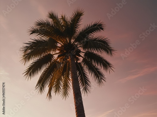 Palm Tree Silhouette Against a Colorful Sunset Sky