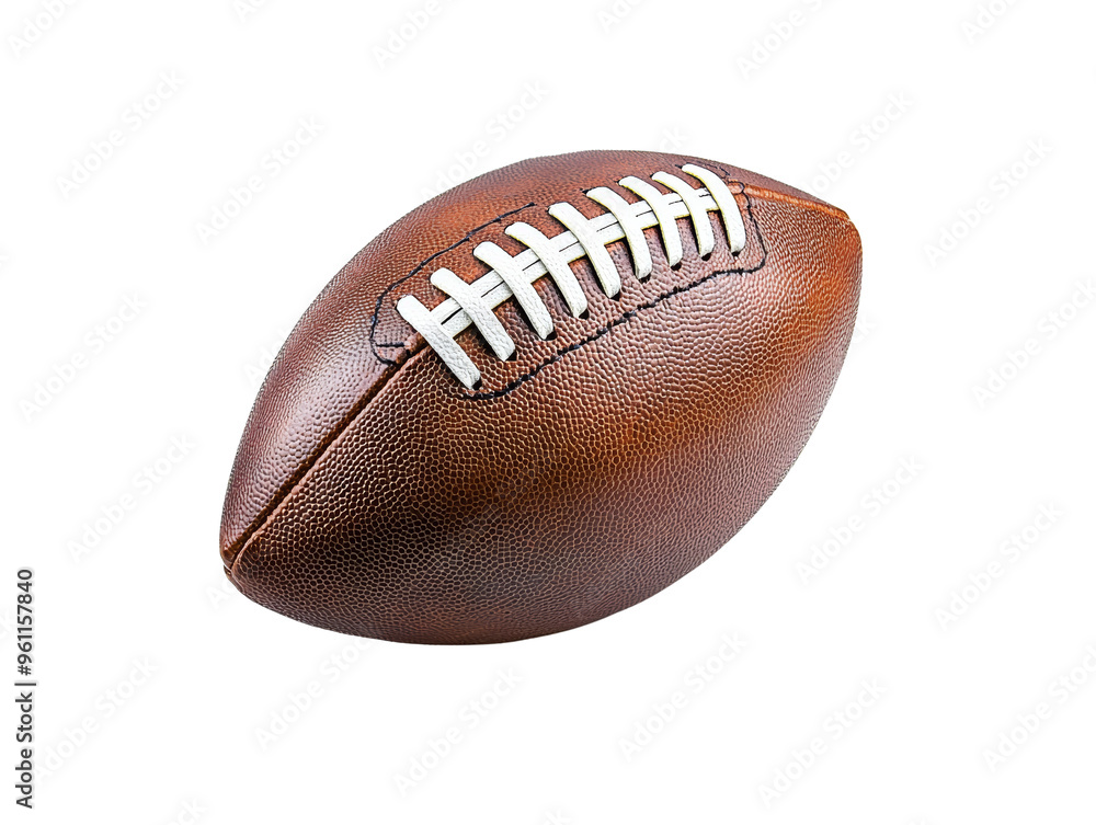Close up of a classic brown leather football with laces Close up of a classic brown leather football with laces
