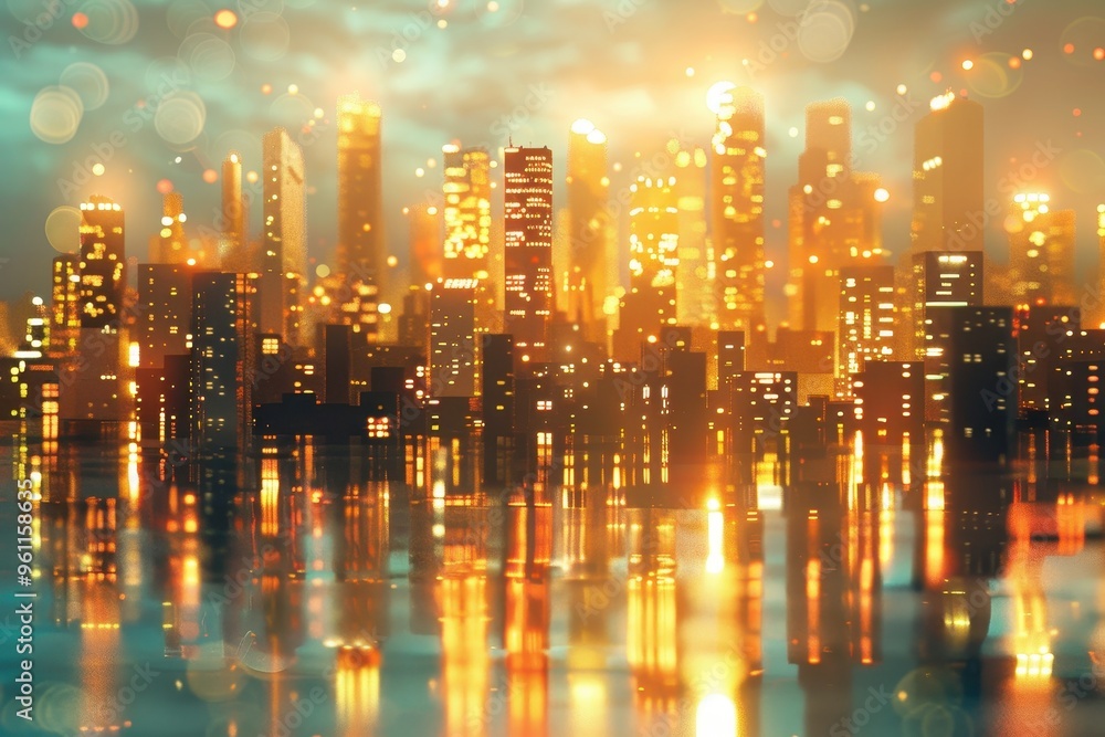 Skyscraper landscape with artificial light Skyscraper landscape with artificial light