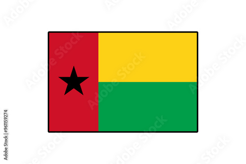 Free Download The flag of Guinea-Bissau features a striking design with a red field on the left, a black star, and horizontal bands of yellow and green. This bold representation symbolizes national identity. - GFXLoad