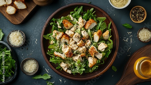 Wallpaper Mural Delicious Caesar Salad with Grilled Chicken  Parmesan Cheese  and Croutons Torontodigital.ca