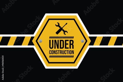 Flat under construction design with black background