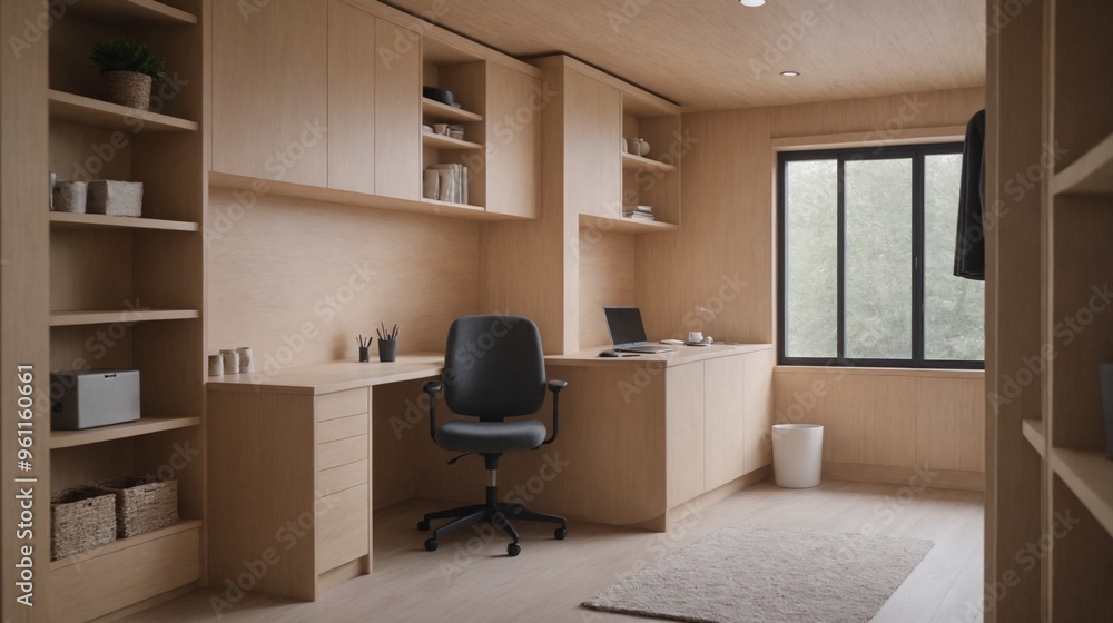 A study area in the home interior design image, small working area in the home.