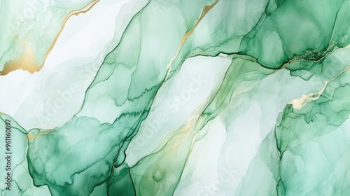 Wallpaper Mural Elegant Green Abstract Art with Gold Accents for Modern Home Decor Torontodigital.ca