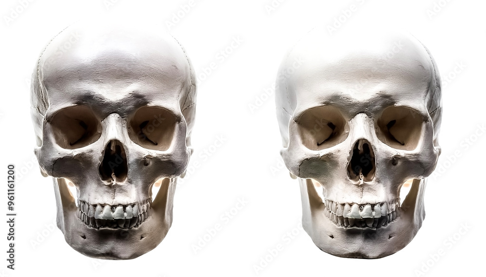 Human skull, Front view of natural human skull, isolated on white background Human skull, Front view of natural human skull, isolated on white background