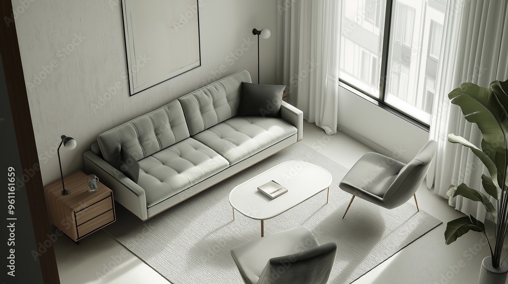 A modern and spacious living room with a minimalist design. A modern and spacious living room with a minimalist design.