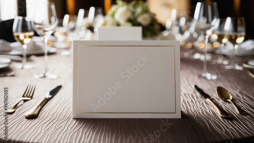 Blank banquet card on the table in the restaurant.