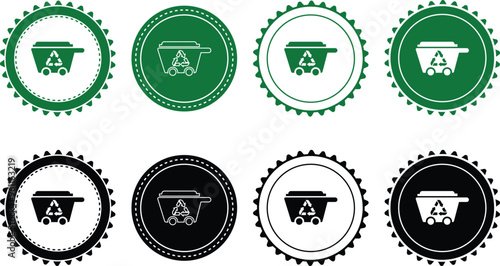 Ecology icon set. Ecology Stamps. Environment, sustainability, nature, recycle, renewable energy; electric bike, eco-friendly, forest, wind power, green symbol. Solid icons vector collection.