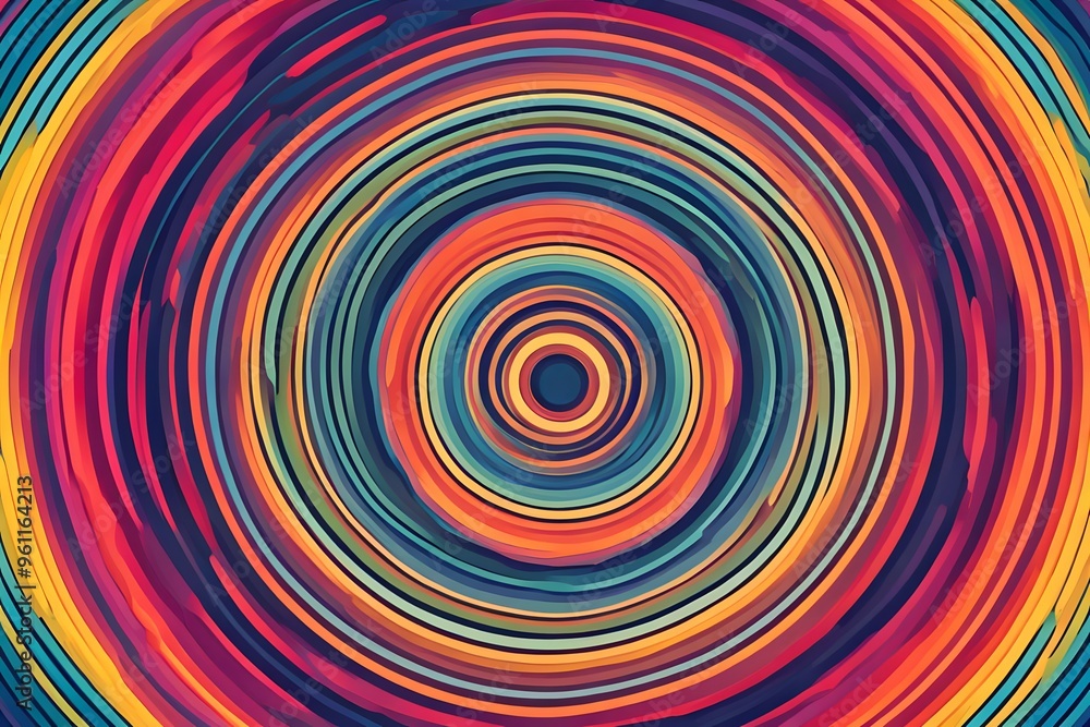 Abstract concentric circles in bold vibrant colors radiating outward in a dynamic pattern, AI Generated Abstract concentric circles in bold vibrant colors radiating outward in a dynamic pattern, AI Generated