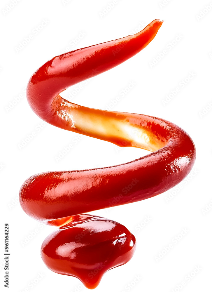 Red Tomato ketchup splash flying in air isolated on white background Red Tomato ketchup splash flying in air isolated on white background