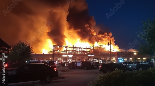 Explosion at a spaghetti factory, capturing the dramatic and chaotic scene of a large-scale incident.