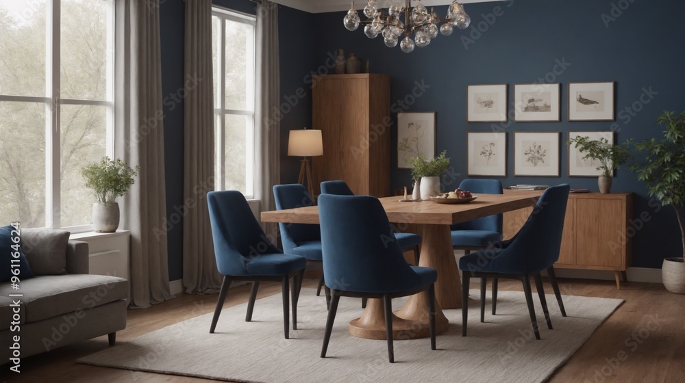 A beautiful dining room interior design, An empty interior room mockup template design. A beautiful dining room interior design, An empty interior room mockup template design.