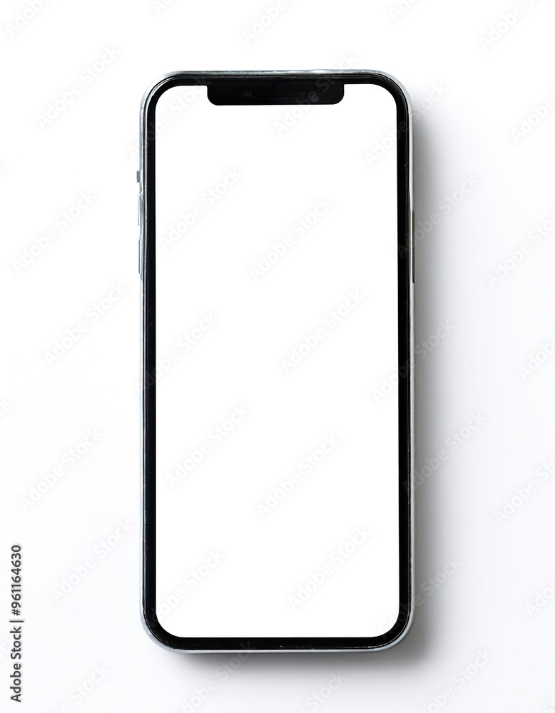 smartphone with blank white screen, isolated on white background smartphone with blank white screen, isolated on white background
