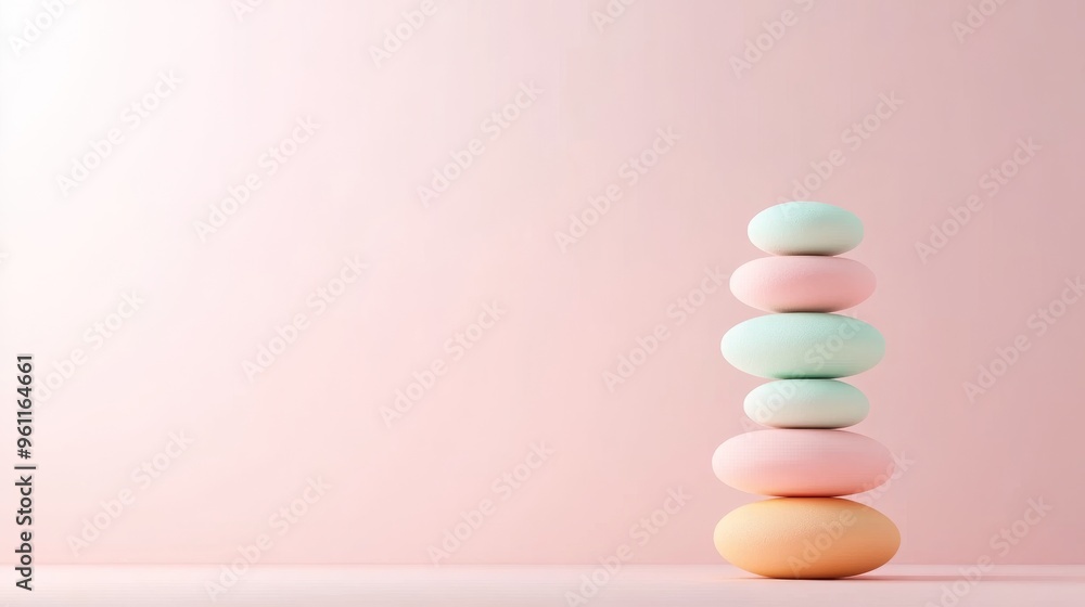 Tranquil Balance - Minimalist 3D Rendering of Emotional Health Symbols on Vibrant Background for Text or Logo Placement Tranquil Balance - Minimalist 3D Rendering of Emotional Health Symbols on Vibrant Background for Text or Logo Placement