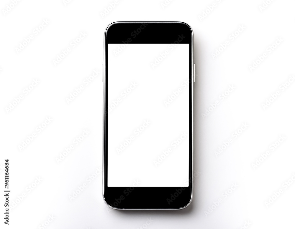 smartphone with blank white screen, isolated on white background smartphone with blank white screen, isolated on white background