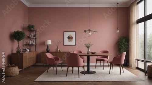 A dining room interior design, An empty interior room mockup template design.