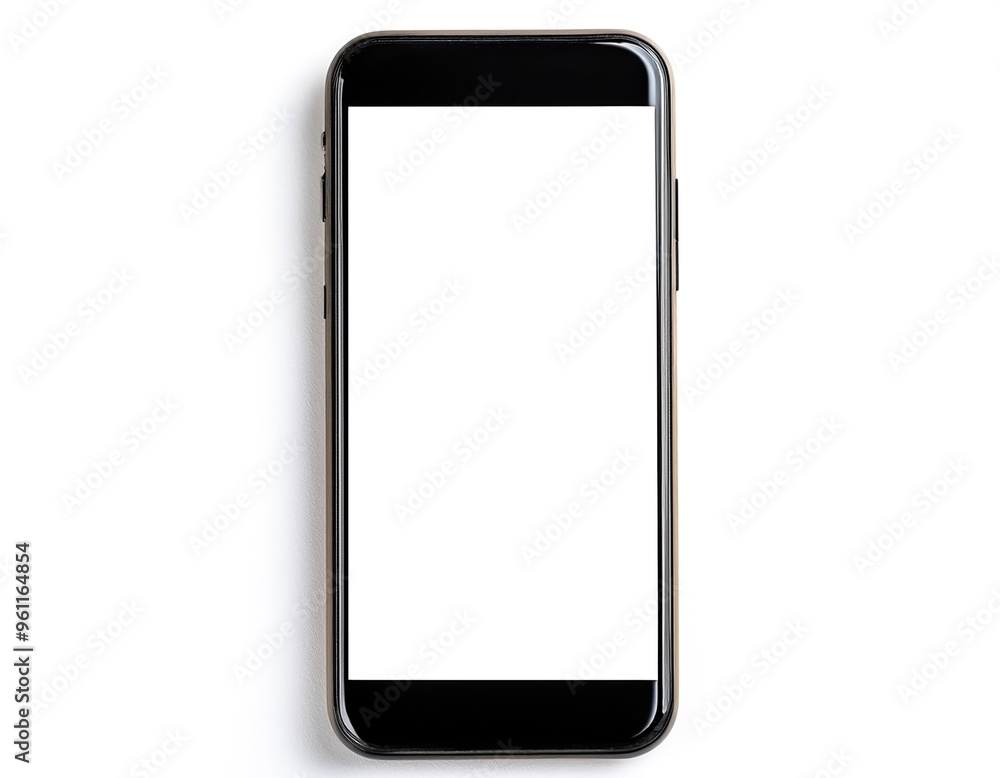 smartphone with blank white screen, isolated on white background smartphone with blank white screen, isolated on white background