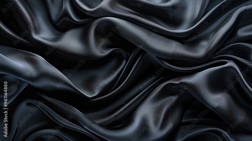 Abstract Draped Black Fabric with Smooth, Flowing Curves Abstract Draped Black Fabric with Smooth, Flowing Curves