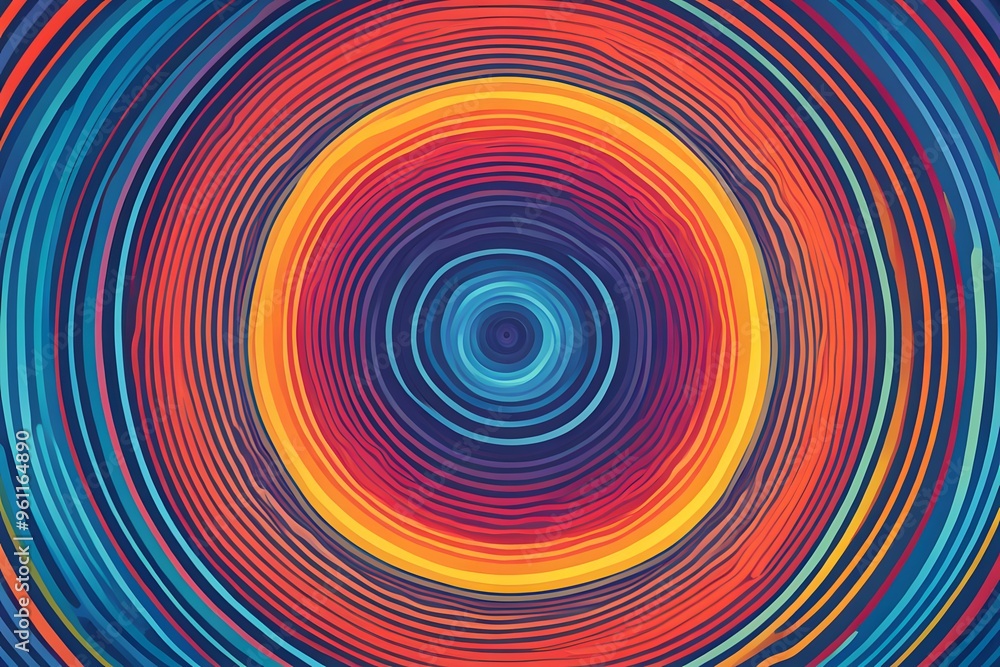 Abstract concentric circles in bold vibrant colors radiating outward in a dynamic pattern, AI Generated Abstract concentric circles in bold vibrant colors radiating outward in a dynamic pattern, AI Generated