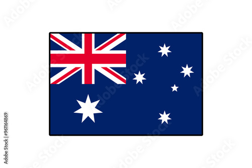A colorful vector depiction of the Australian flag featuring the Union Jack and the Southern Cross stars against a deep blue background, symbolizing national pride and identity.