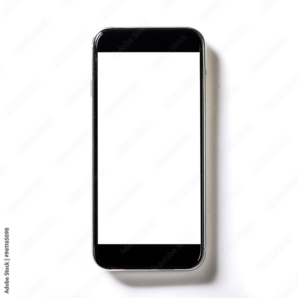 smartphone with blank white screen, isolated on white background smartphone with blank white screen, isolated on white background