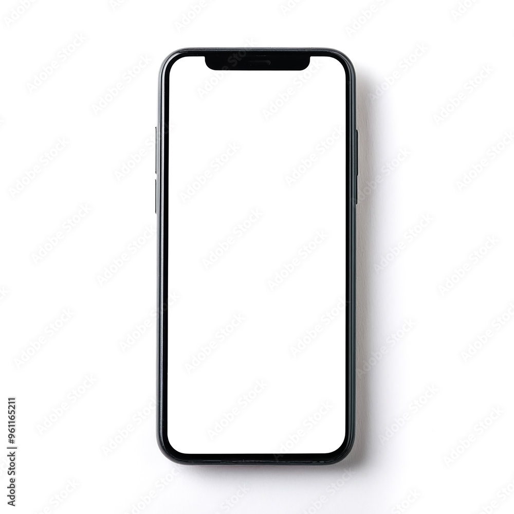 smartphone with blank white screen, isolated on white background smartphone with blank white screen, isolated on white background