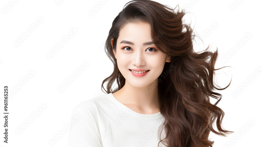 Beautiful young woman with perfect skin smiling on transparent background PNG.
Beautiful young woman with perfect skin smiling on transparent background PNG.