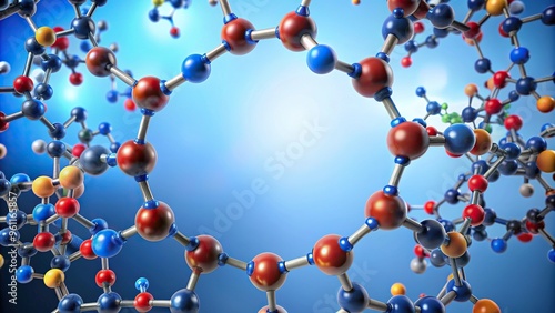 Molecule structure of pepsin stomach enzyme in scientific framing, biochemistry, molecular biology, enzyme activity, science, research, digestive system, compound, digestion, stomach