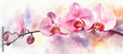 Captivating Watercolor Painting of Vibrant Pink Orchids: A Celebration of Nature's Beauty