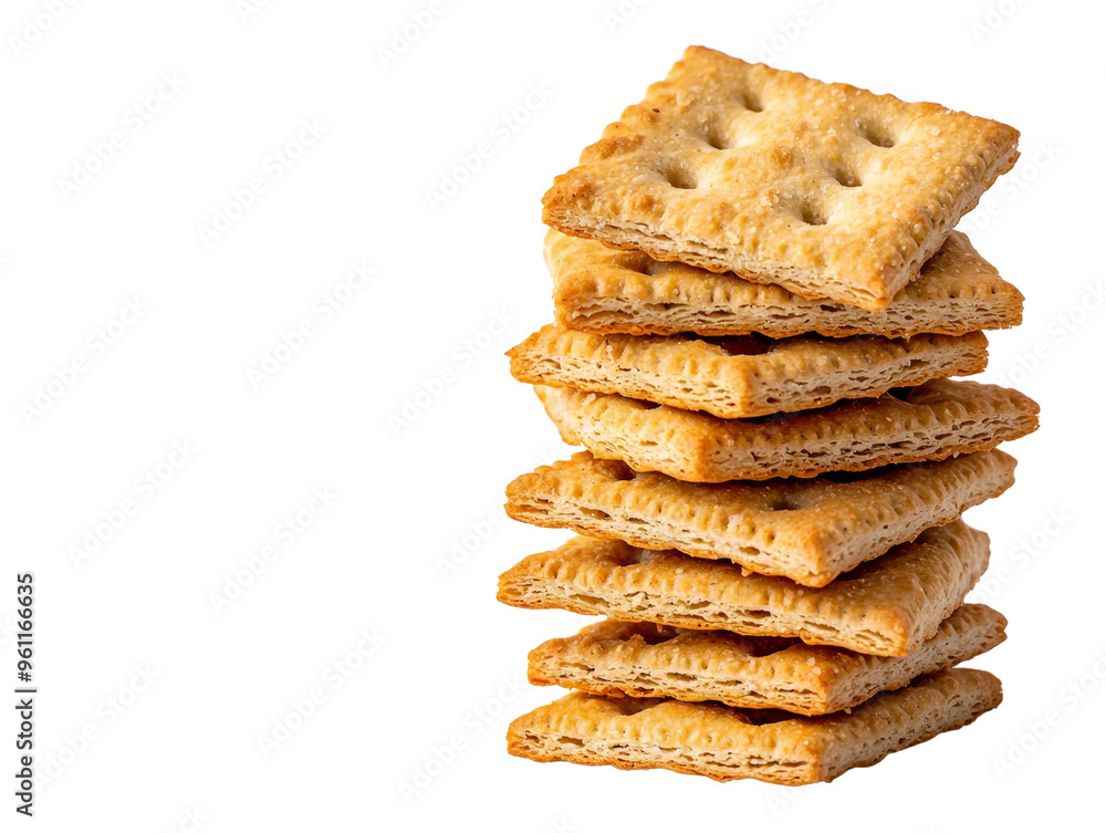 Stack of crispy crackers on a black background, perfect for snacks Stack of crispy crackers on a black background, perfect for snacks