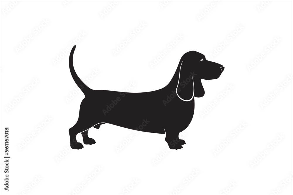 Basset hound dog silhouette vector isolated. Basset hound dog set. Basset hound vesctor illustration. Basset hound dog silhouette vector isolated. Basset hound dog set. Basset hound vesctor illustration.
