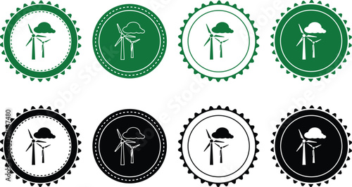 Ecology icon set. Ecology Stamps. Environment, sustainability, nature, recycle, renewable energy; electric bike, eco-friendly, forest, wind power, green symbol. Solid icons vector collection.