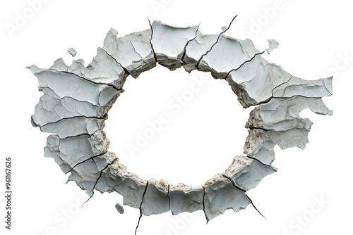 Hole in the wall. An impact hole, bullet hole on the wall.
Hole with alpha, transparent background.
