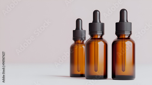 Amber Glass Bottles with Droppers - Essential Oil Mockup