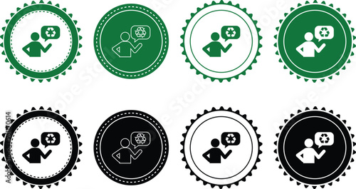 Ecology icon set. Ecology Stamps. Environment, sustainability, nature, recycle, renewable energy; electric bike, eco-friendly, forest, wind power, green symbol. Solid icons vector collection.
