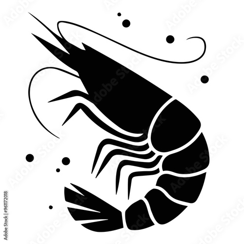 Elegant Shrimp Silhouette - Artistic Design for Seafood Illustrations