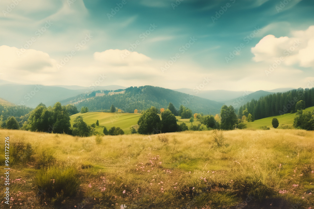 Naklejka premium Cozy Landscape Background