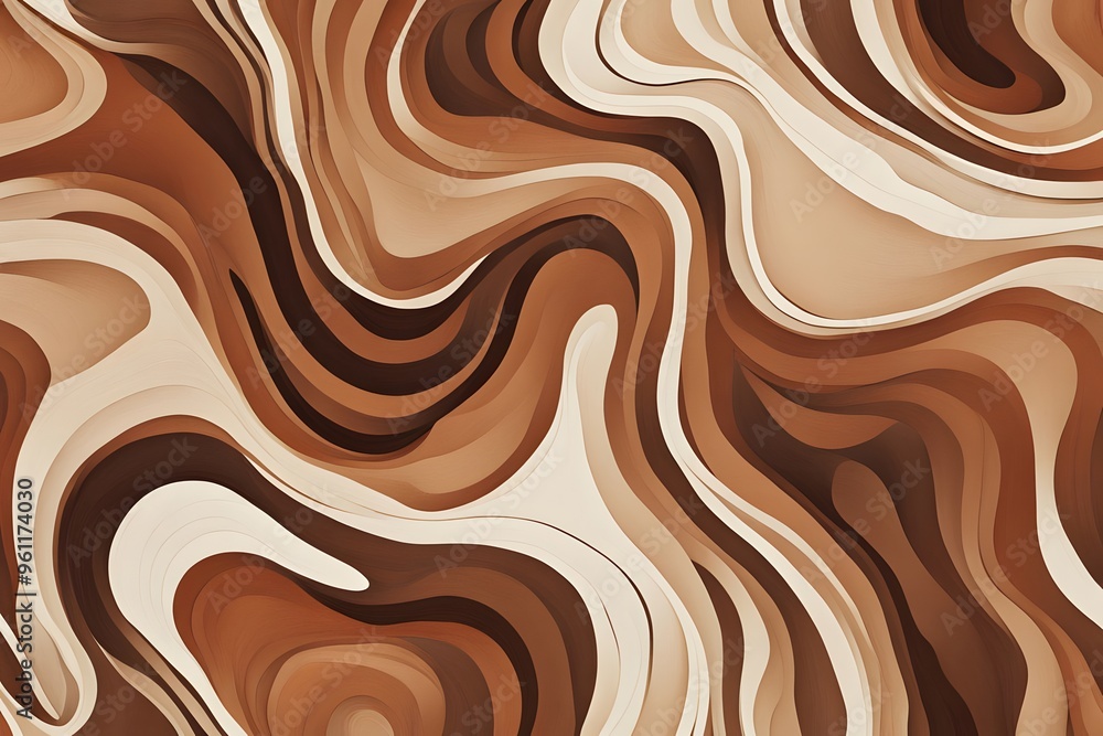 Flowing organic shapes in warm earth tones brown rust and cream forming a natural abstract pattern, AI Generated Flowing organic shapes in warm earth tones brown rust and cream forming a natural abstract pattern, AI Generated