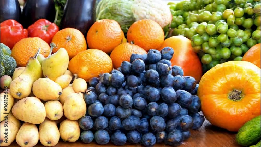 A Colorful Array of Fresh Produce, Featuring Fruits and Vegetables A Colorful Array of Fresh Produce, Featuring Fruits and Vegetables