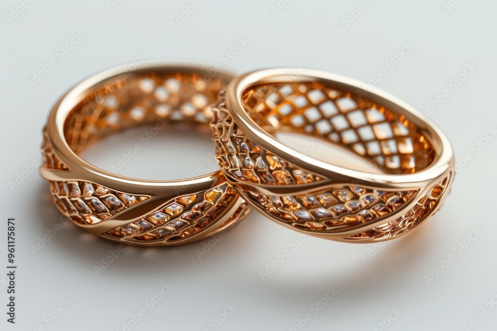 Golden Union: Two Wedding Rings Intertwined in Love Golden Union: Two Wedding Rings Intertwined in Love