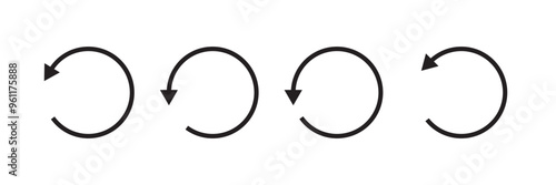 Redo icon set. refresh, restart or reload vector symbol. recover or reset button. revision sign in black filled and outlined style.