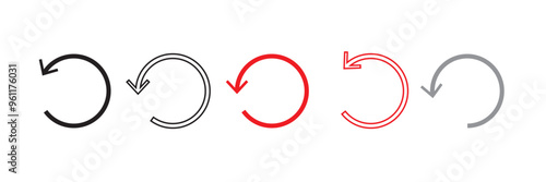 Redo icon set. refresh, restart or reload vector symbol. recover or reset button. revision sign in black filled and outlined style.