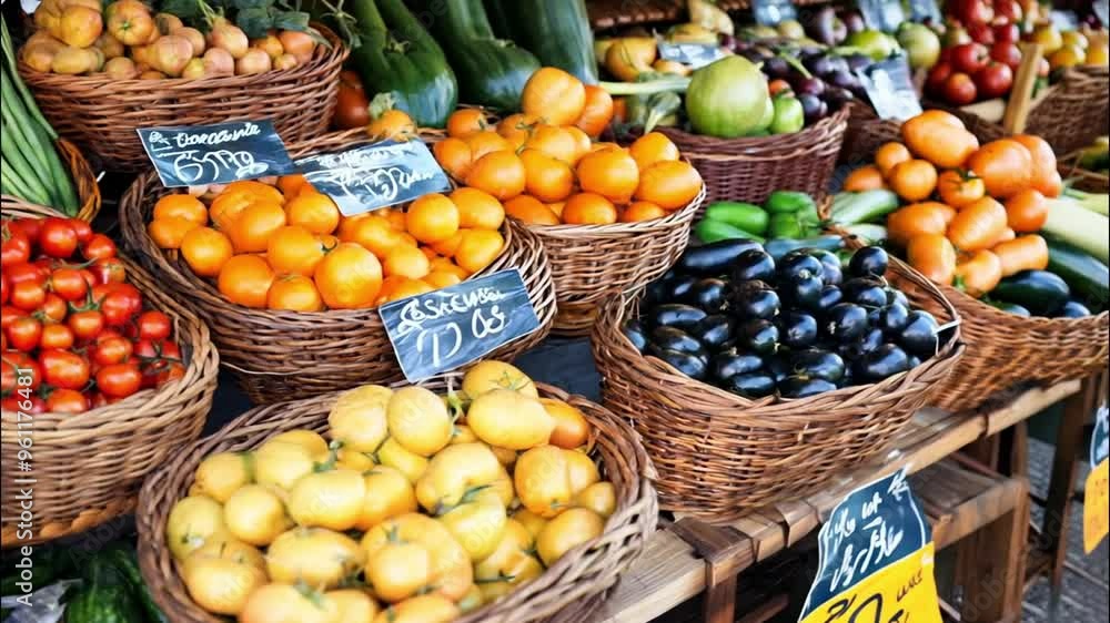 A Vibrant Display of Fresh Produce at a Market Stall A Vibrant Display of Fresh Produce at a Market Stall