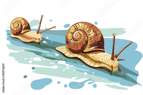 Snail Race Metaphor Illustrating Competition, Efficiency, and Resourcefulness with Rocket-Powered Snail