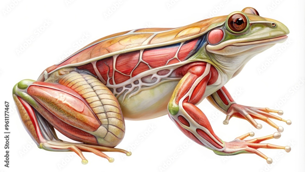 Cross-Sectional Diagram Displaying The Internal Anatomy Of A Frog ...
