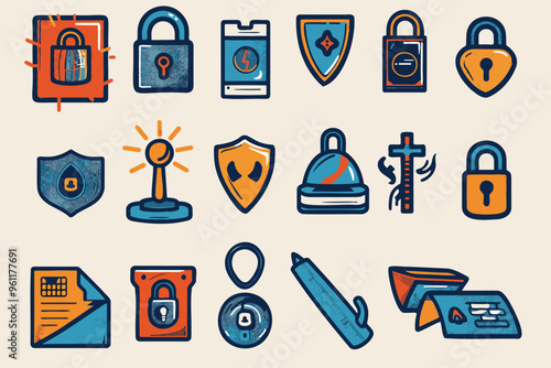 Various CAPTCHA Icons for Internet Safety and Security