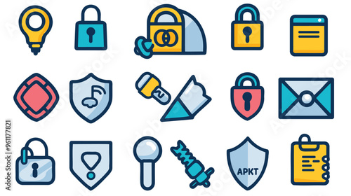 Various CAPTCHA Icons for Internet Safety and Security