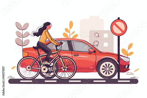 Woman Prioritizing Bicycle Over Car, Advocating for Eco-Friendly Choices in Urban Transport