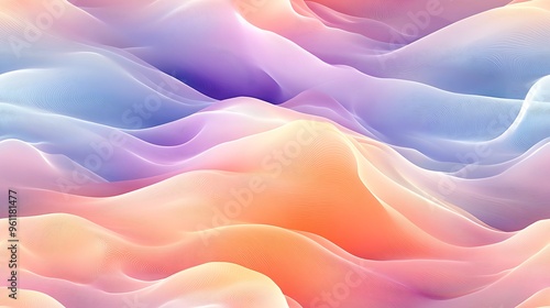 A seamless abstract wave design with pastel lines in shades of soft peach, lavender, and pale blue, creating a calming, photo